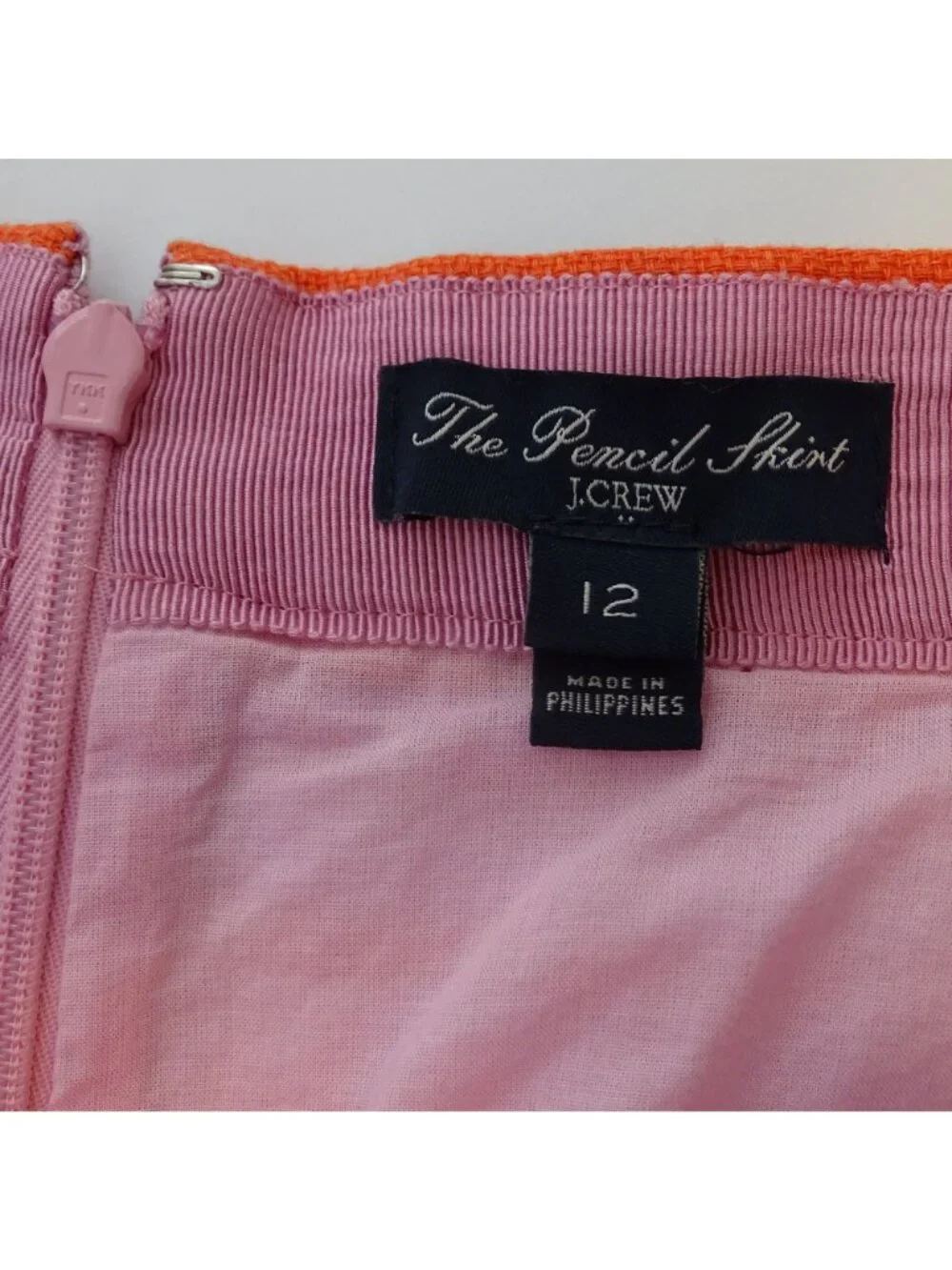 J Crew The Pencil Skirt Women Size 12 Purple Orange Stripe Cotton Office Preppy